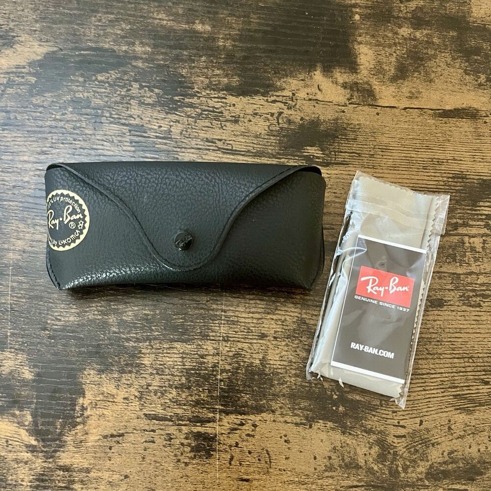 Ray-Ban Leather Eyeglass Case Soft Universal Glasses Pouch w/ Cleaning Cloth